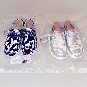 **Special low price** New Hey Dude Wendy Funky Cow shoes. Size 7.